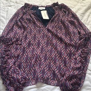 NWT Evereve Nikita Geo Lurex Blouse XL